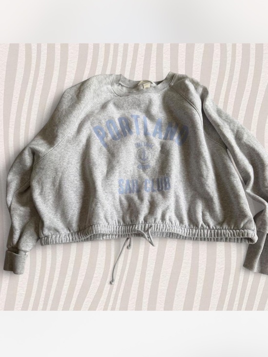 H&M Tops - H&M Gray Crewneck Sweatshirt with Light Blue Print